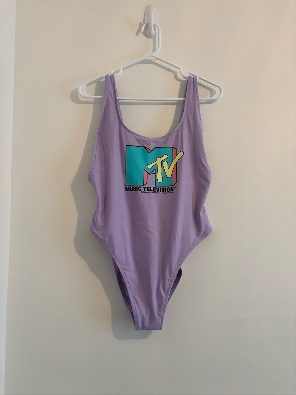 Aerie MTV Lavender One-Piece Swimsuit with Retro Logo